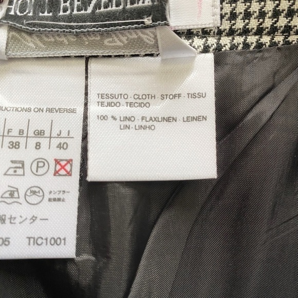 MAX MARA PURO LINO LINEN BLACK WHITE HOUNDSTOOTH PENCIL SKIRT - 6 - Picture 6 of 10